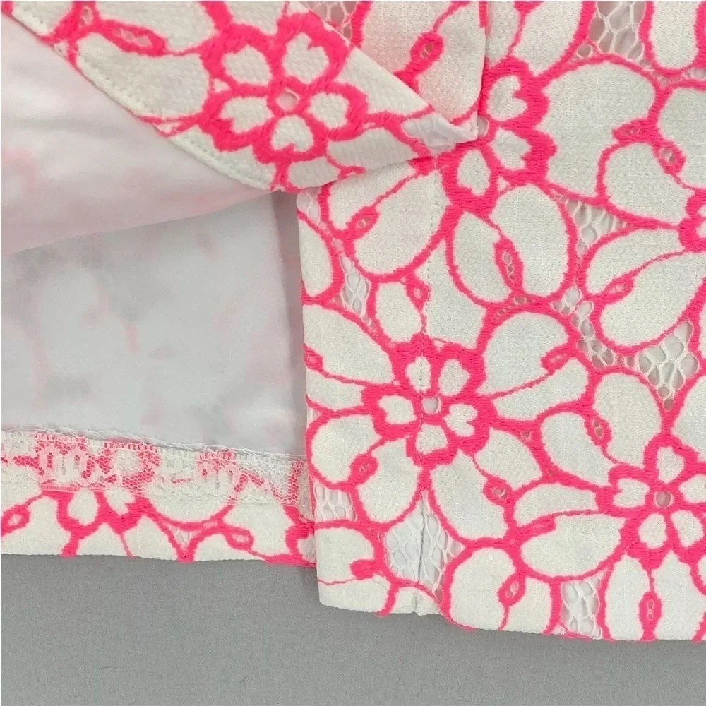 Lilly Pulitzer Hyacinth Fiesta Pink Pique Lace Above Knee‎ Pencil Skirt Size 4
